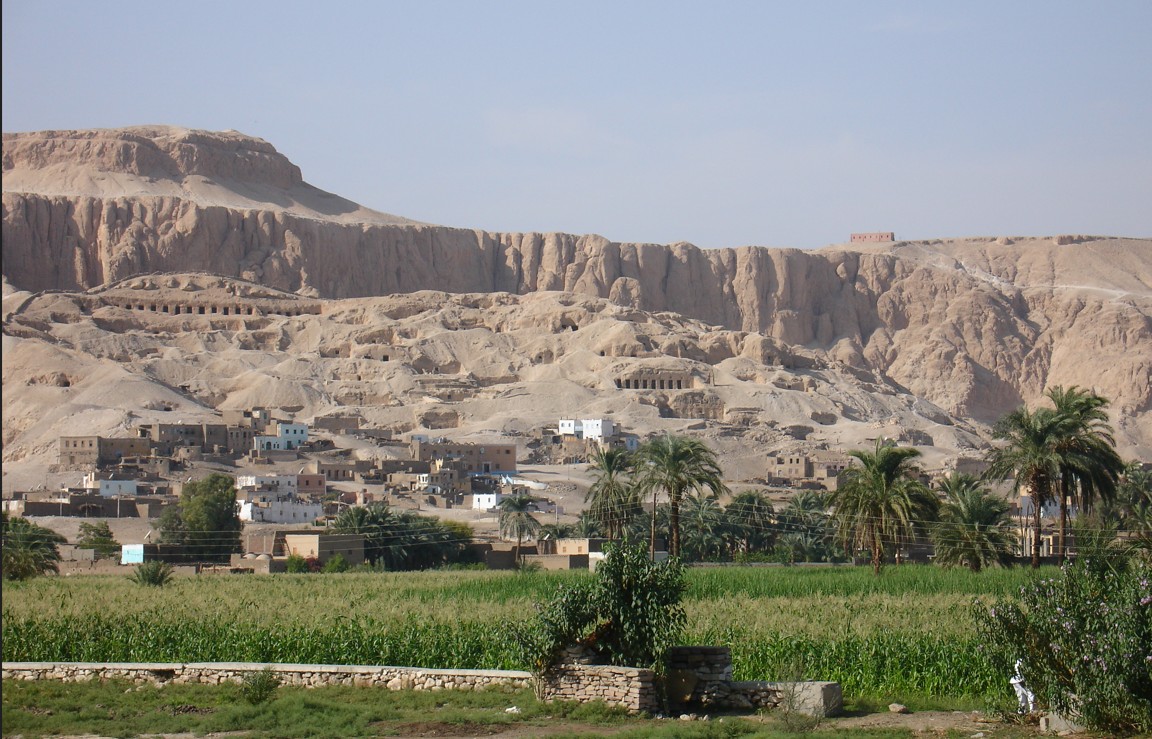 Towering sandstone columns of the Karnak temple complex, Luxor